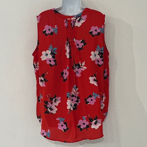 Chelsea & Theodore Floral Red Sleeveless Blouse Size XL - Picture 4 of 5